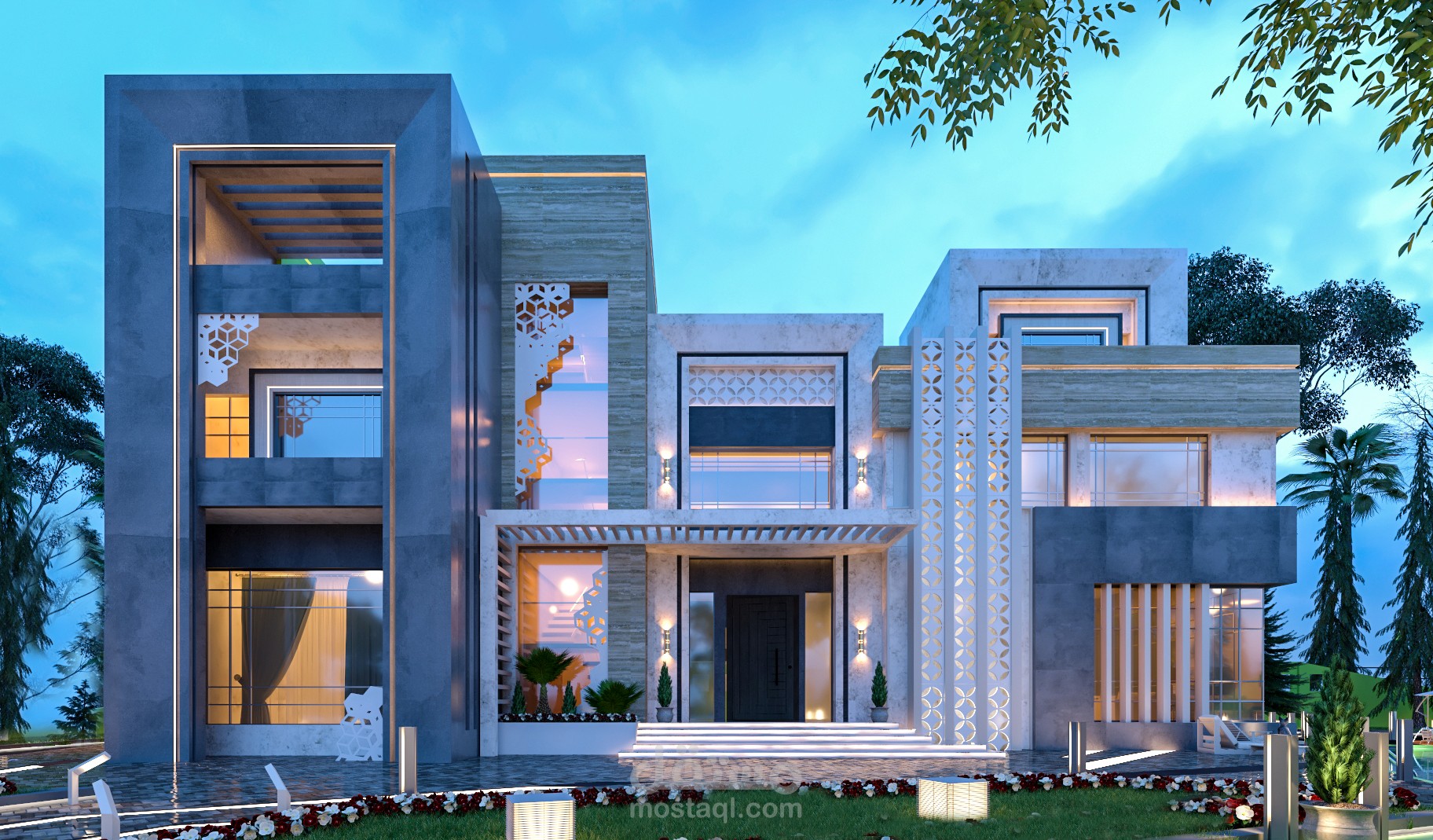 تصميم واجهات معمارية مختلفة لعدة فيلات مختلفة