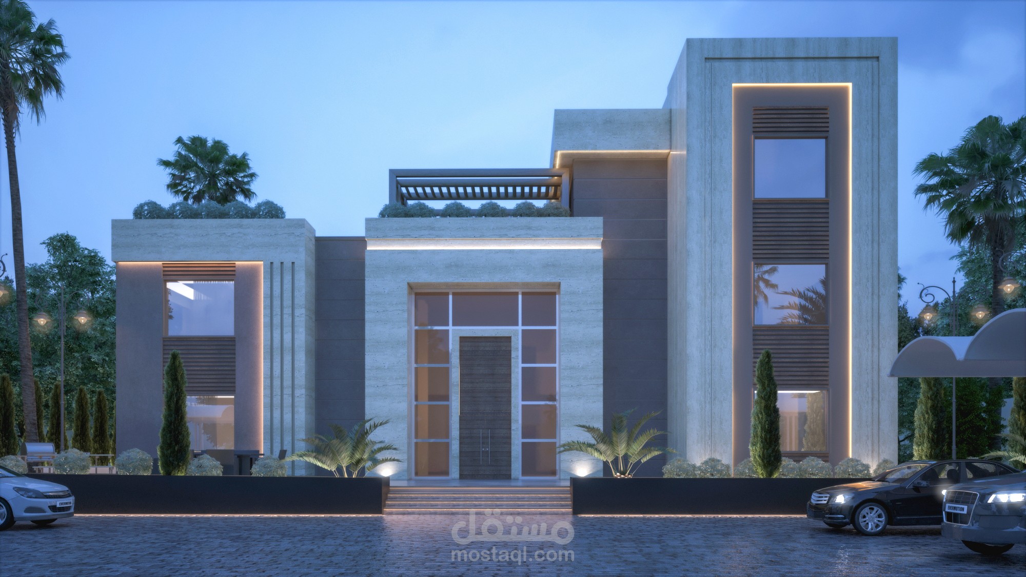 تصميم واجهة فيلا سكنية في سعودية