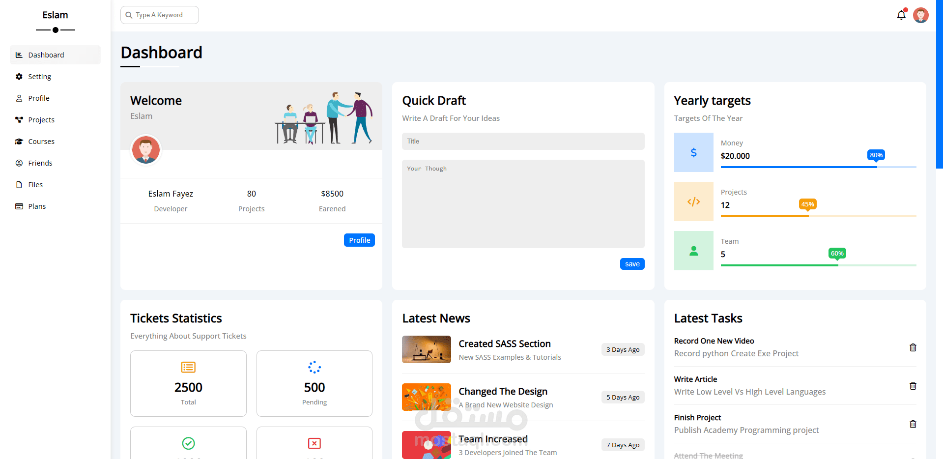 مصمم واجهات امامية   Front End