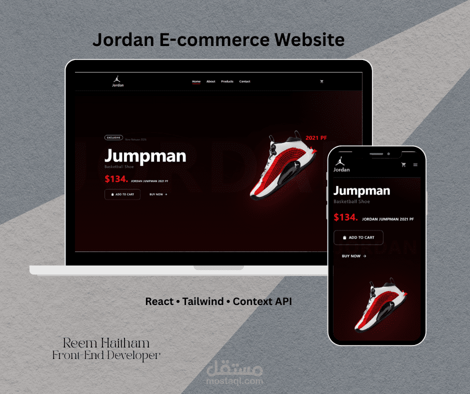 متجر إلكتروني لبيع أحذية Jordan باستخدام React