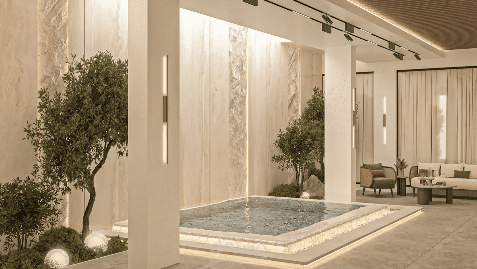 تصميم مسبح ضمن فيلا في المملكة العربية السعودية ـ الرياض ـ حي الملقى