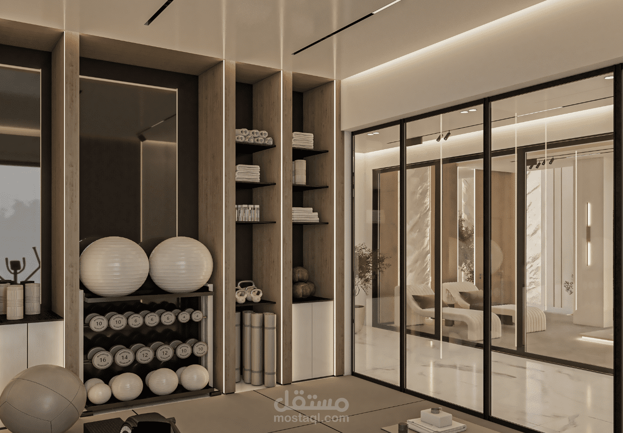 غرفة جيم في فيلا في المملكة العربية السعودية ـ الرياض ـ حي الملقى