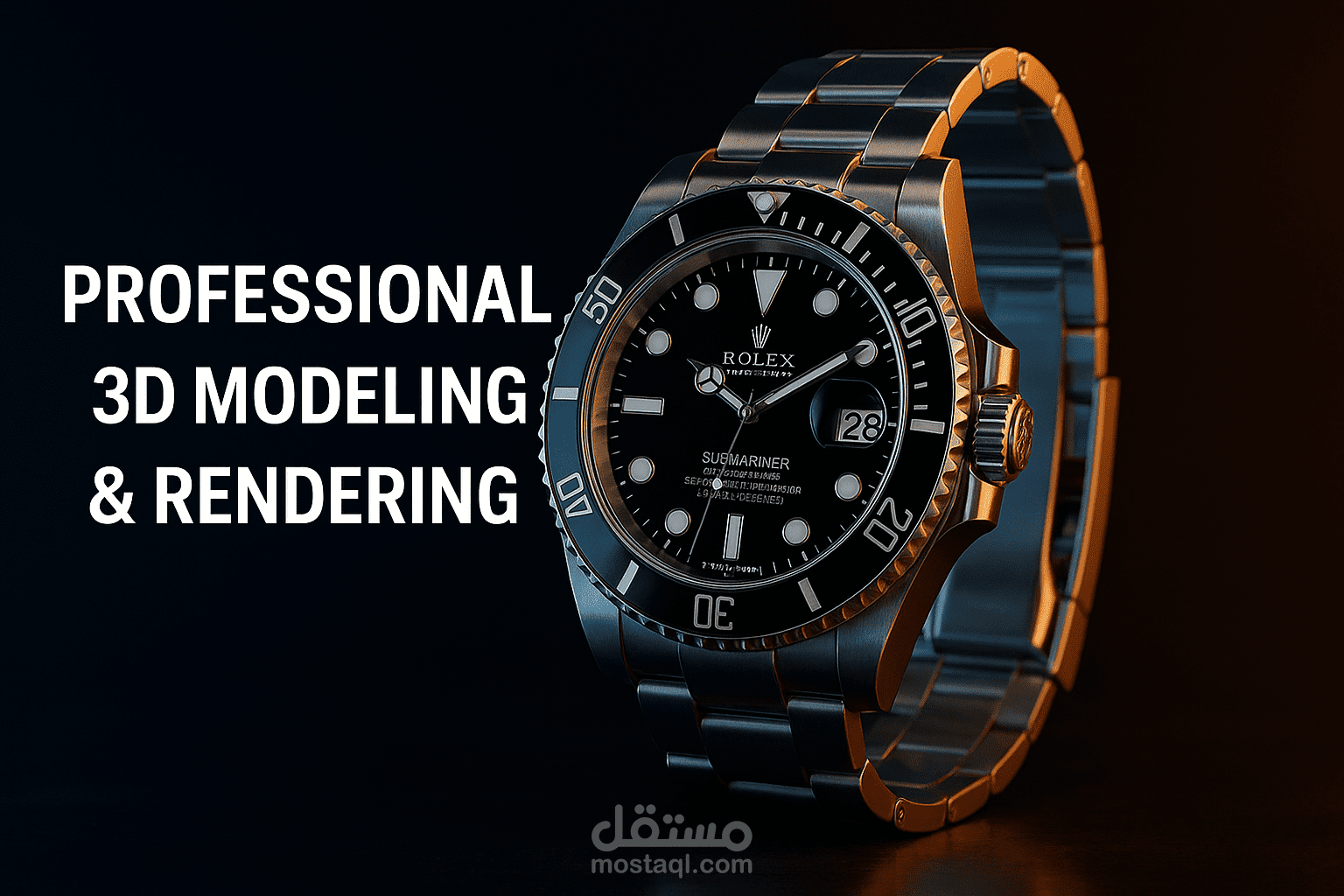 تصميم ورندر ثلاثي الأبعاد احترافي لساعة فاخرة