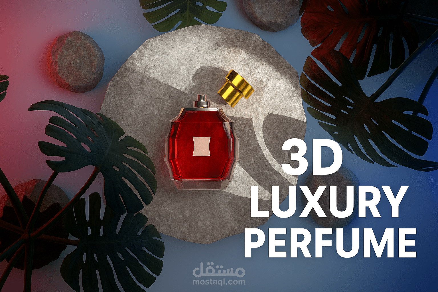 تصميم ورندر ثلاثي الأبعاد إبداعي لعطر