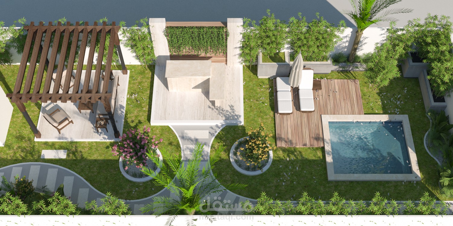 تصميم لاند سكيب landscape designe واظهاره