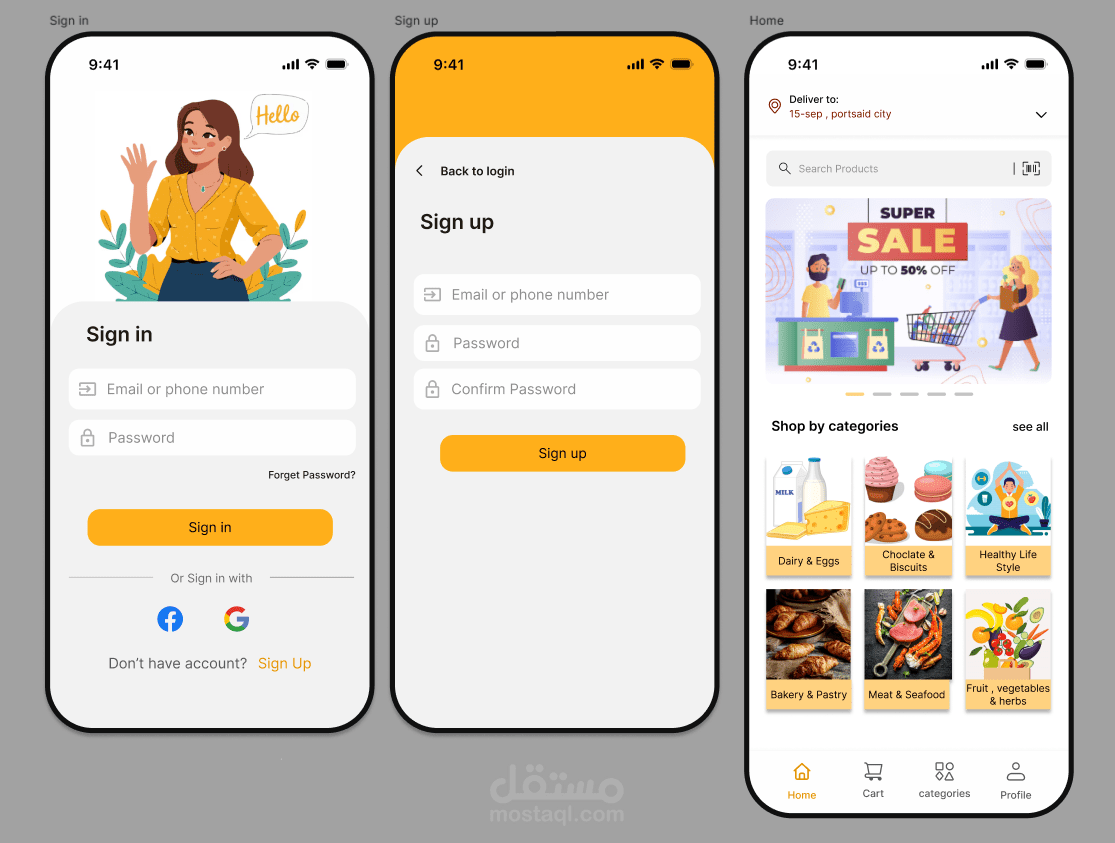 SmartCart – Supermarket Mobile App UI Design