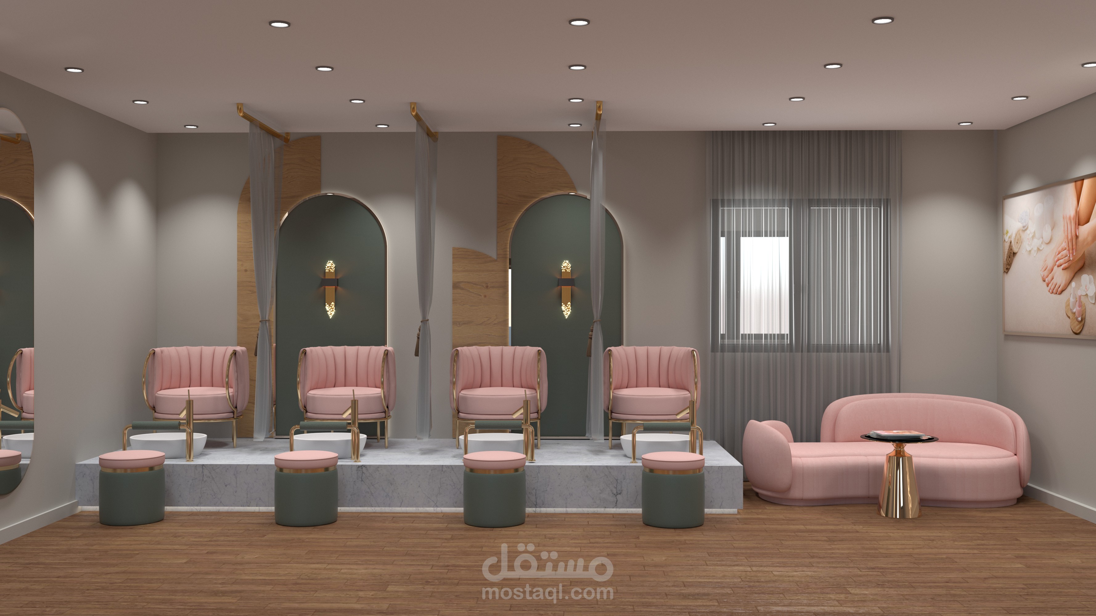تصميم داخلي أنيق وفاخر للصالونات النسائية | ديكورات عصرية وخدمات متكاملة