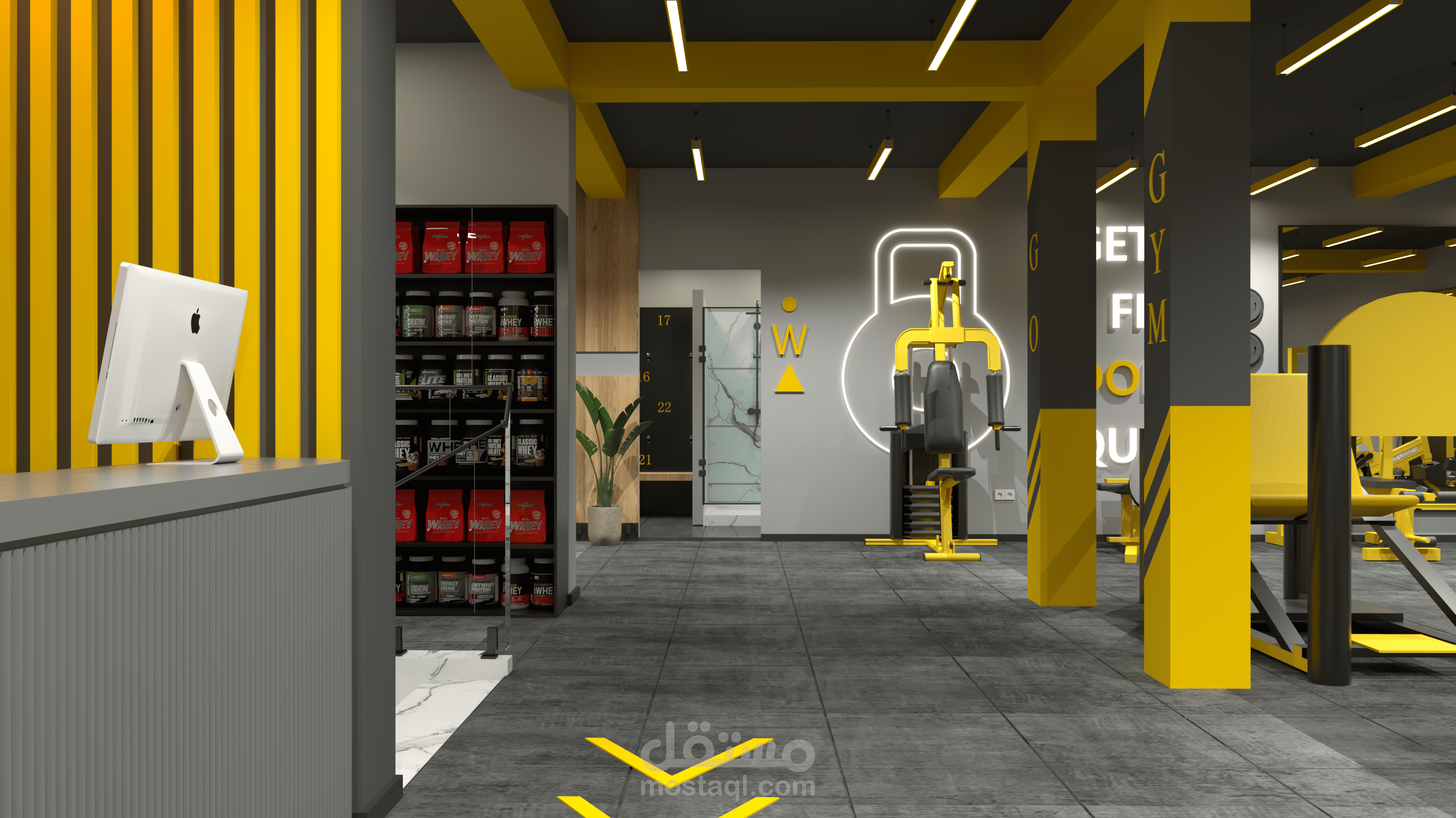 تصميم داخلي ثلاثي الأبعاد لصالة رياضية عصرية |Gym 3D Design