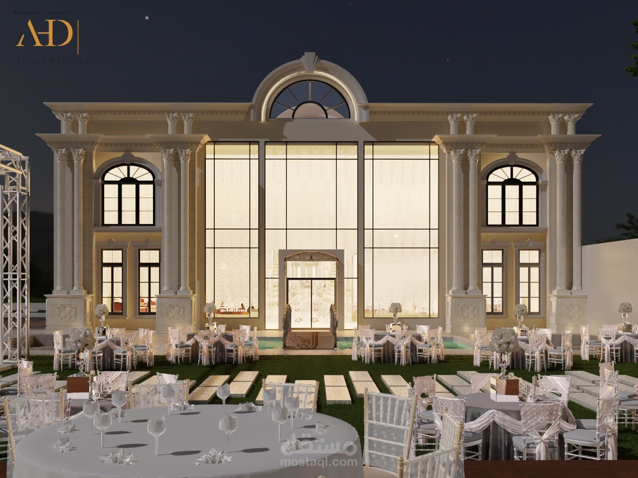 تصميم معمارى لقاعة مناسبات من اعمال Arch.AYMAN HAYTHAM