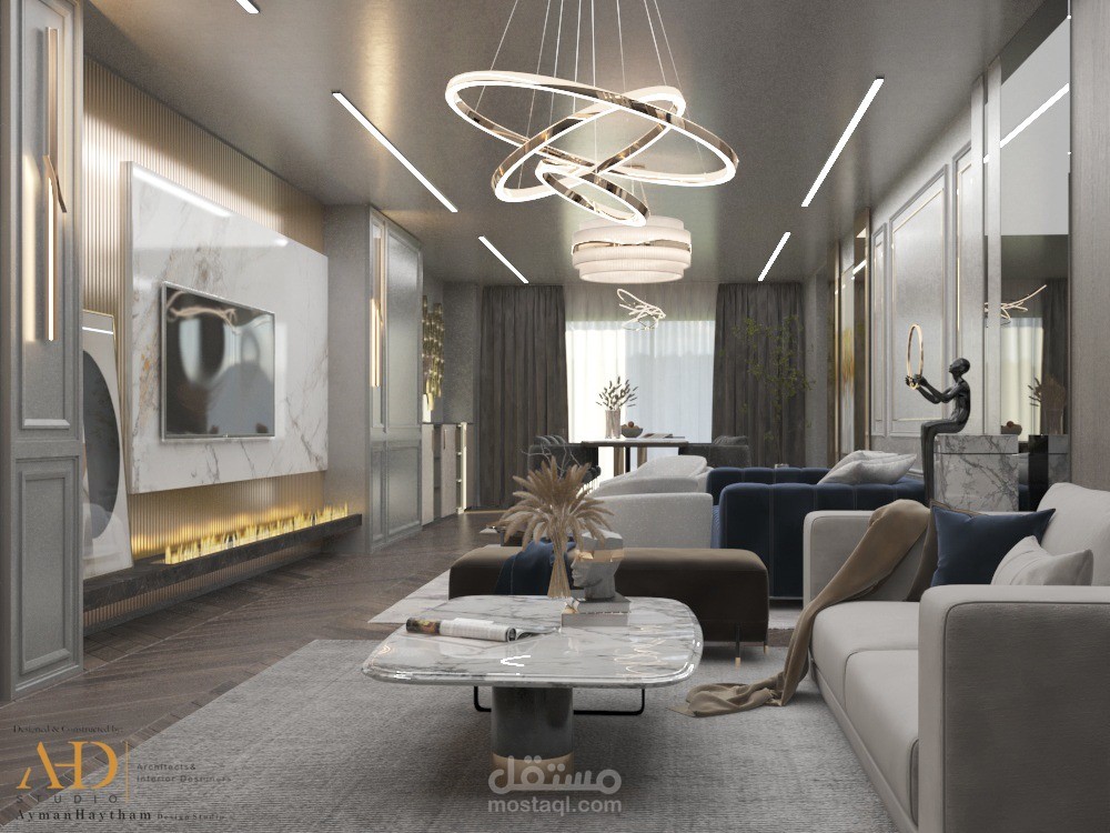تصميم شقة عصرية جديدة لاسرة صغيرة من اعمال Arch.AYMAN HAYTHAM