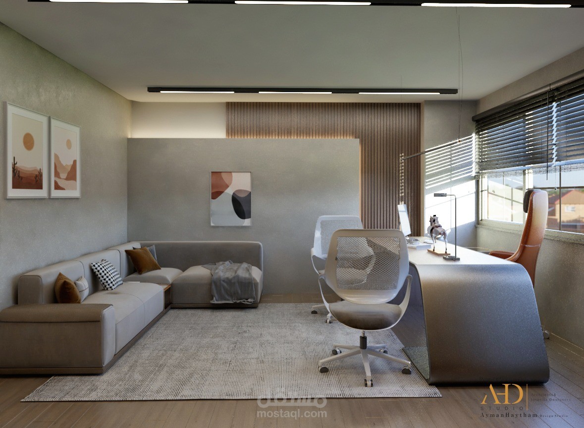 تصميم مكتب عصرى لشركة دعاية من اغمال Arch.AYMAN HAYTHAM