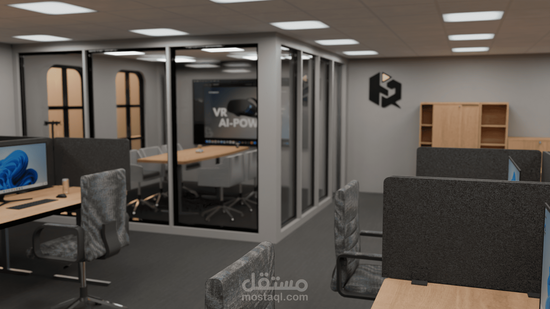 بيئة شركة كاملة ثلاثية الأبعاد للواقع الافتراضي (VR) – مكتب متكامل وجاهز