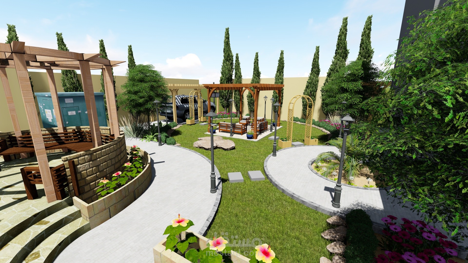 تصميم حديقة منزلية صغيرة