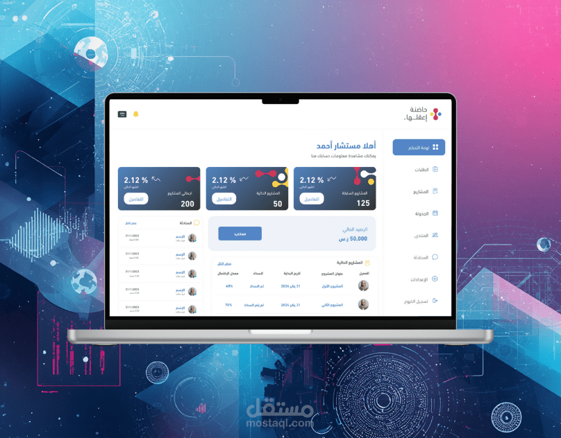 تصميم موقع إلكتروني والداشبورد لموقع ‘اعقلها