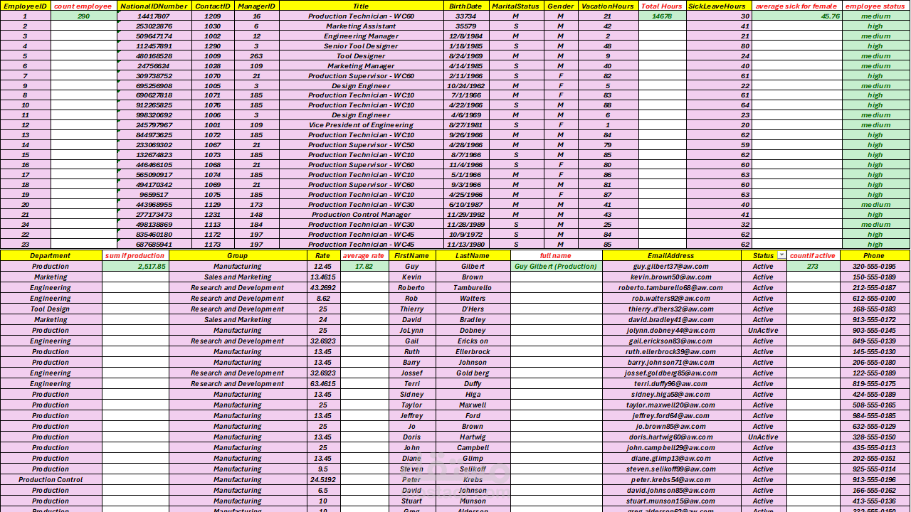 معادلات اكسل