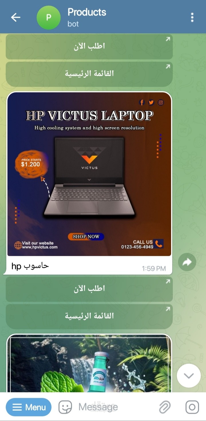 برمجة بوتين تلجرام لمتجر ، بوت لعرض المنتجات وبوت اخر للتحكم فيه.