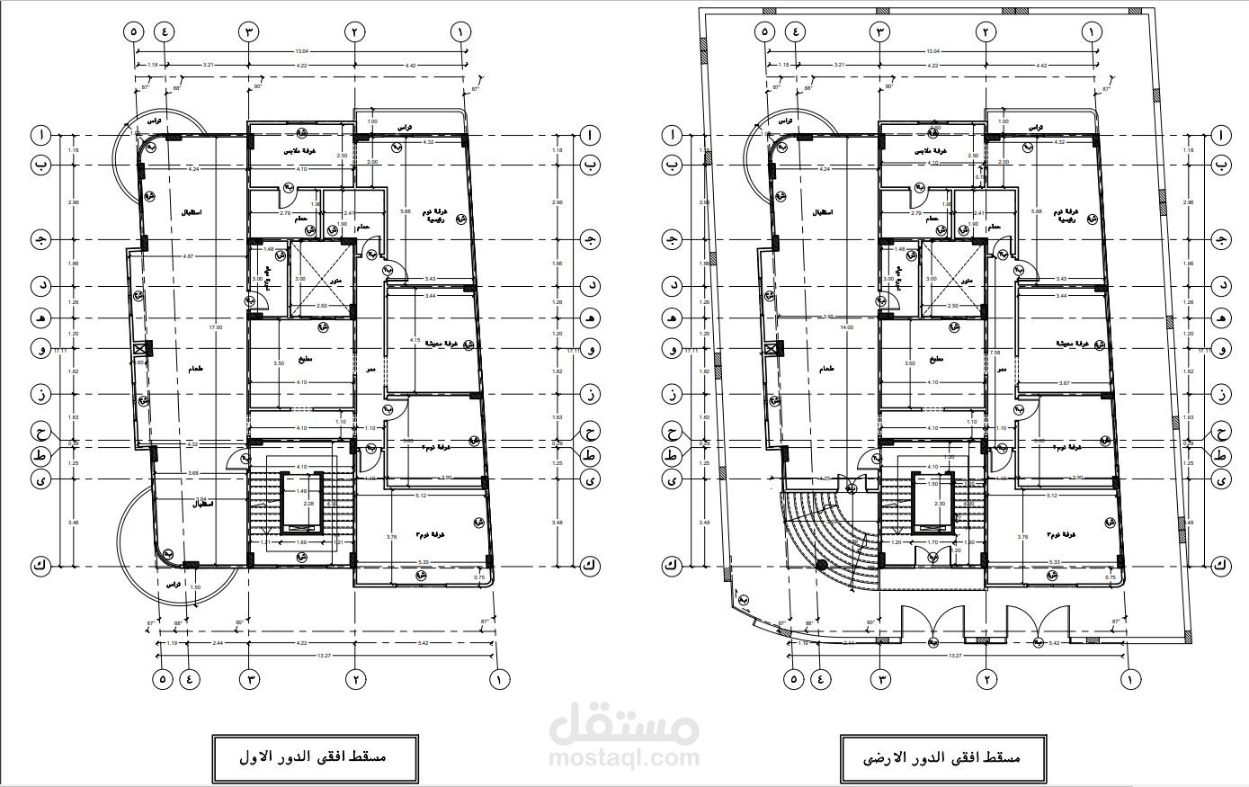 مسقط افقي و متكرر لعماره على مساحه صافي 221 متر مربع