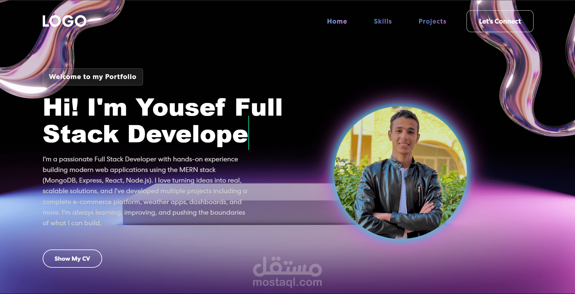 موقع شخصي احترافي لعرض المشاريع والتقنيات التي أستخدمها