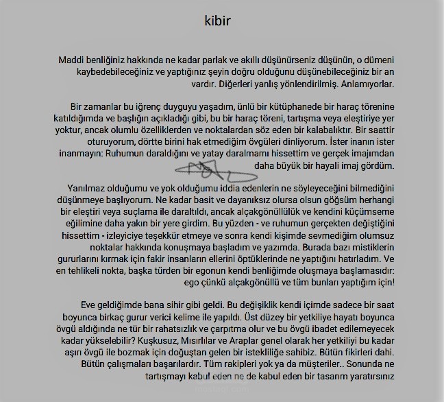 kibir hakkında Türkçe makale