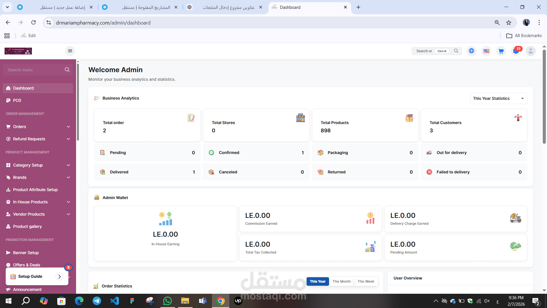 إدارة المنتجات والتحكم في عرضها عبر لوحة التحكم (Admin Panel)