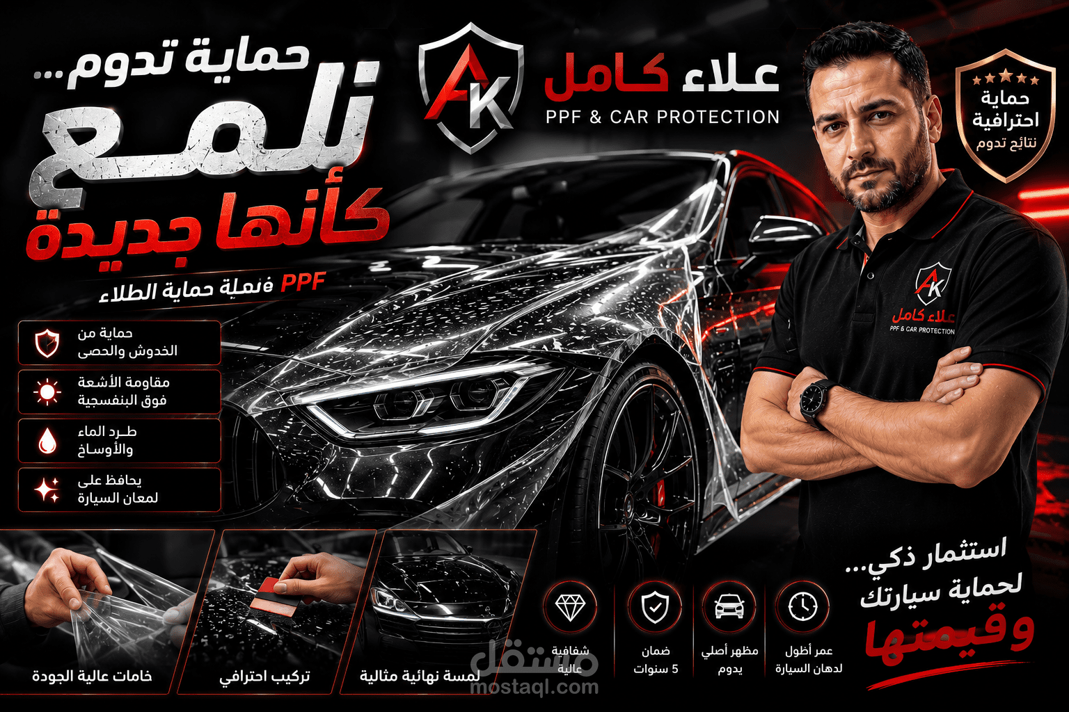 إنتاج فيديو تسويقي بالذكاء الاصطناعي لشركة حماية السيارات (PPF)