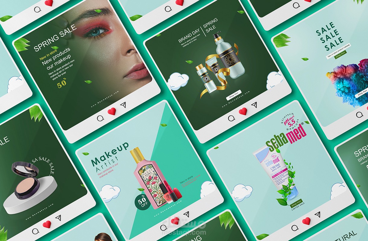 منشورات سوشال ميديا على شكل شبكة