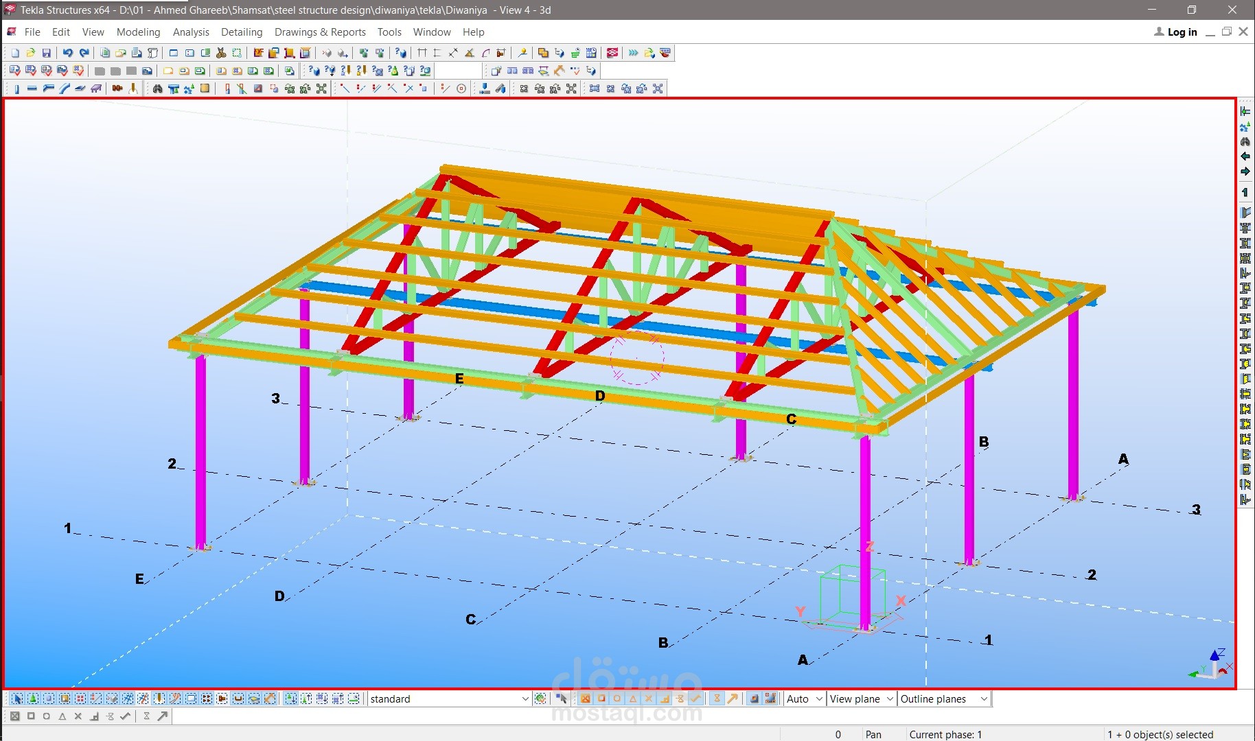 تصميم منشأت معدنية Steel Structures مع نوتة حسابية + نموذج3D