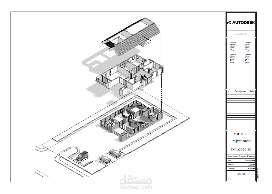 تصميم معماري ونمذجة BIM لفيلا سكنية "مودرن" - ملفات هندسية متكاملة