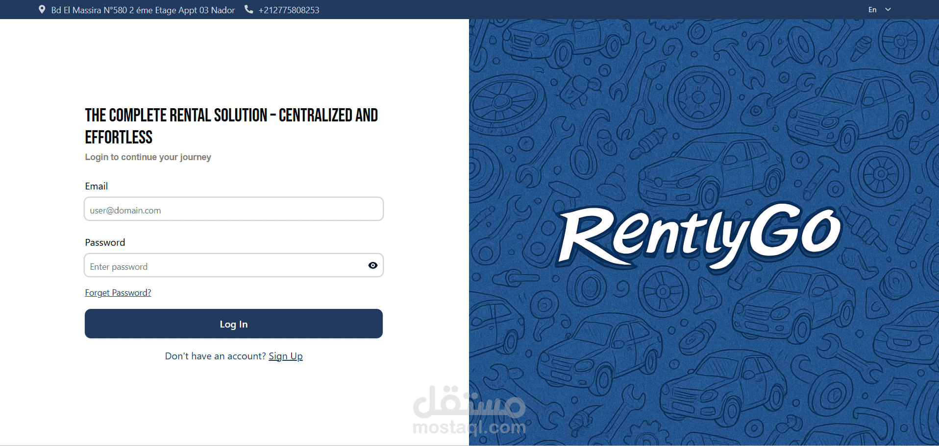 RentlyGo | سيستم ذكي متكامل لتأجير السيارات والحجوزات أونلاين