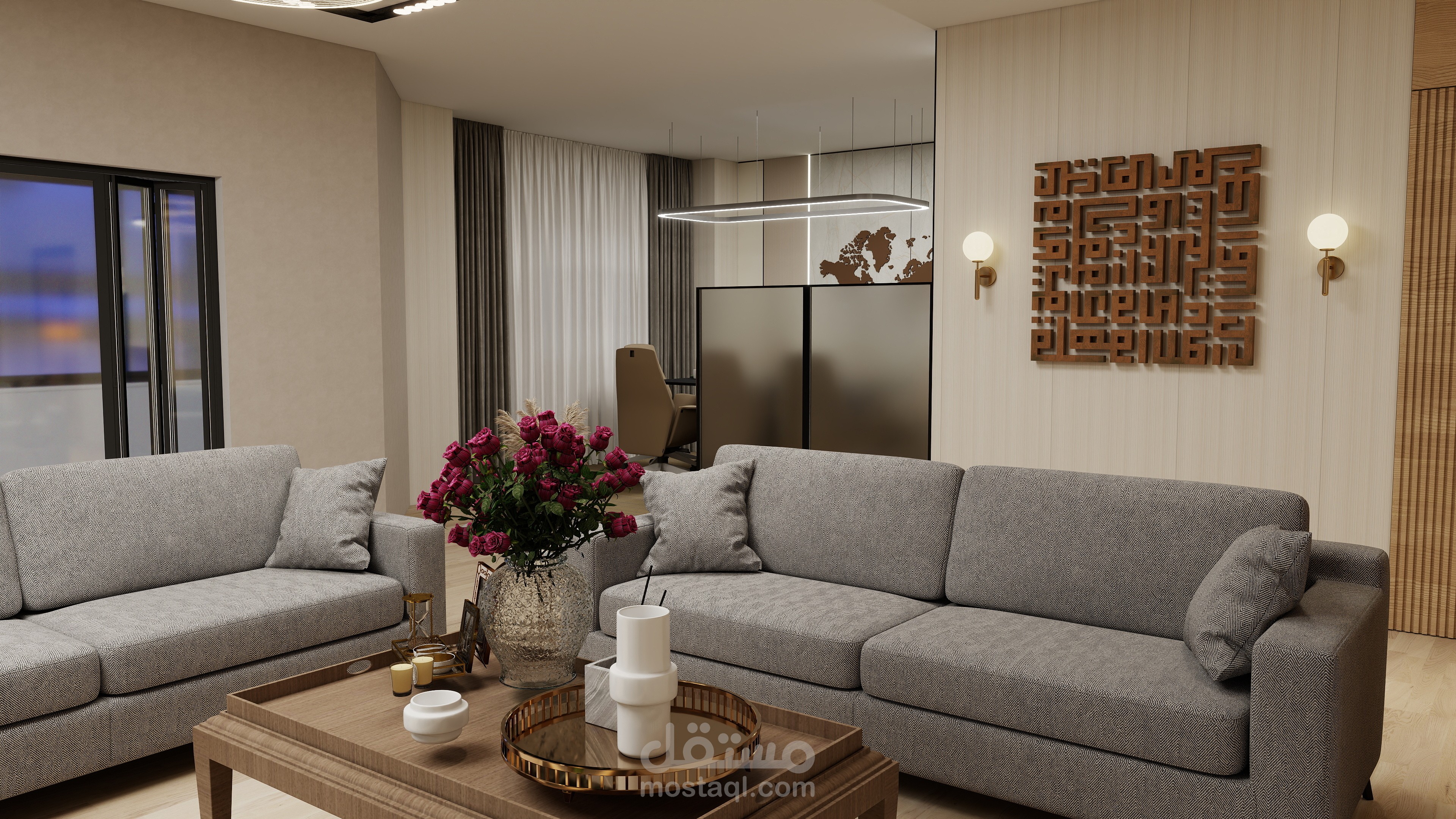 تصميم داخلي فاخر لريسبشن مكتب عقارات بأسلوب Contemporary Modern