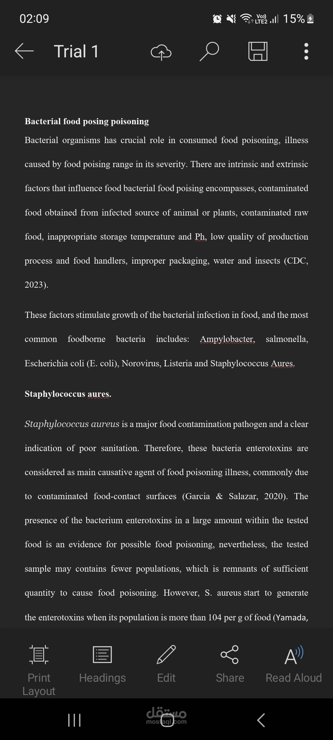 Bacterial food posing poisoning