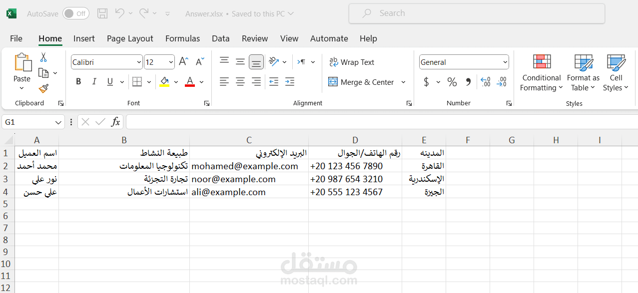 جزء من قاعده بيانات