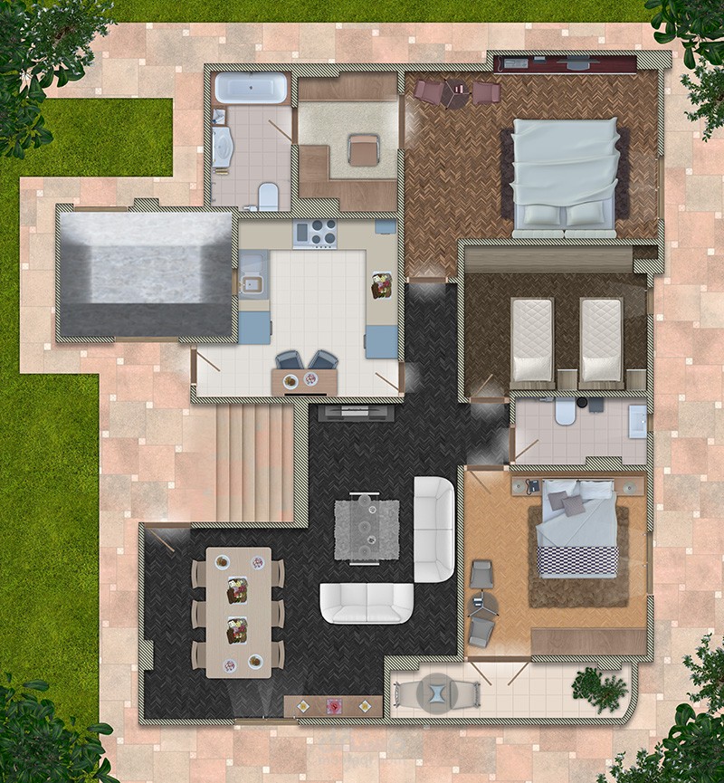 إظهار إحترافي للمخططات المعمارية على برنامج الفوتوشوبال