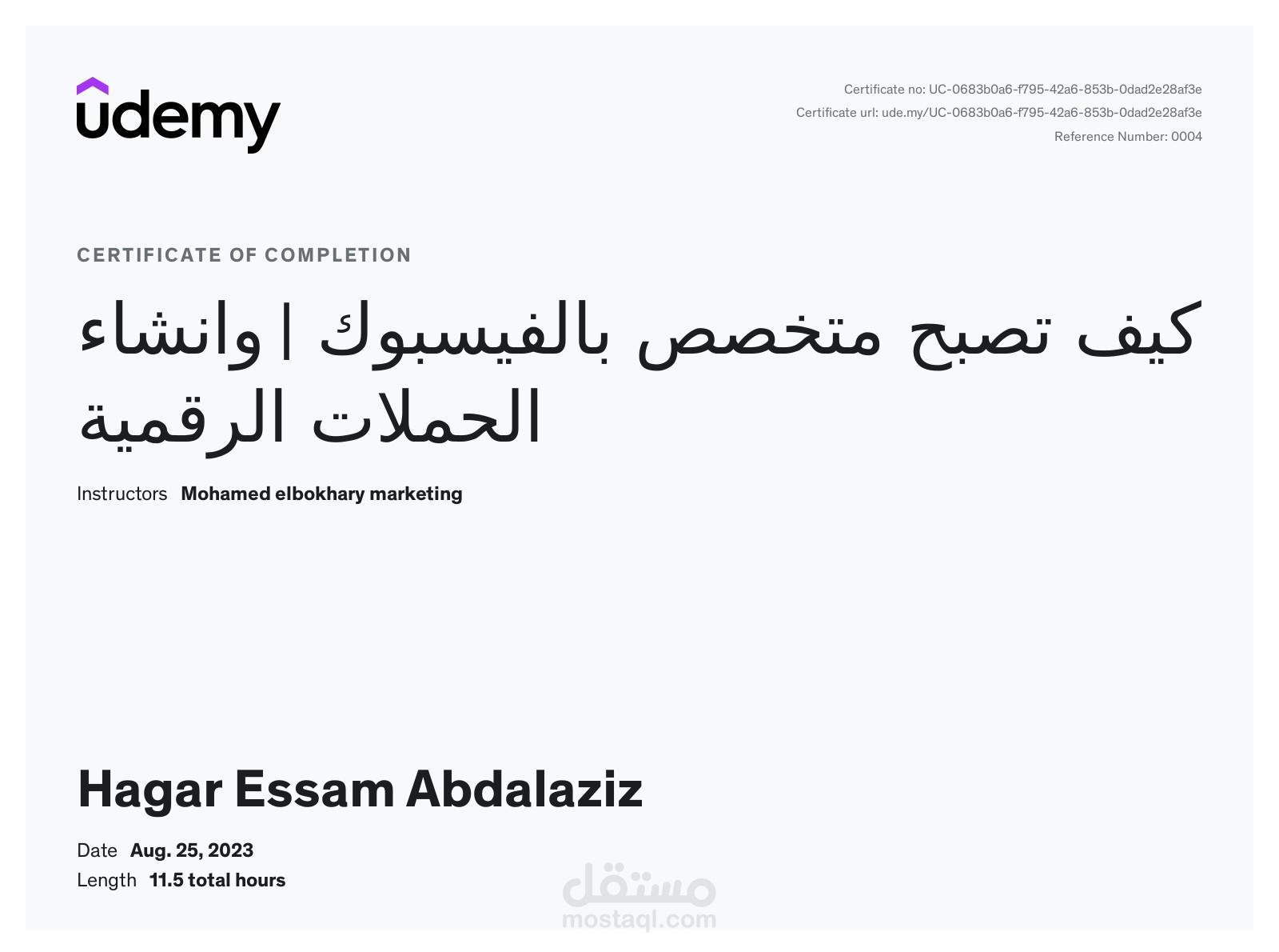 شهادة معتمدة في الحملات الإعلانية علي الفيسبوك