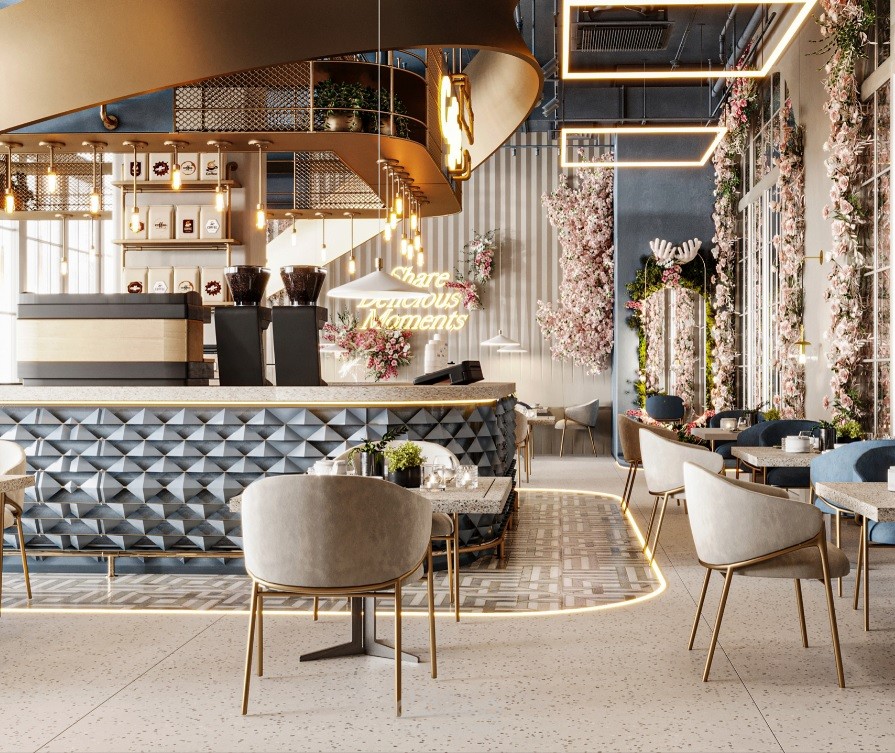 تصميم لمطعم او كوفي شوب