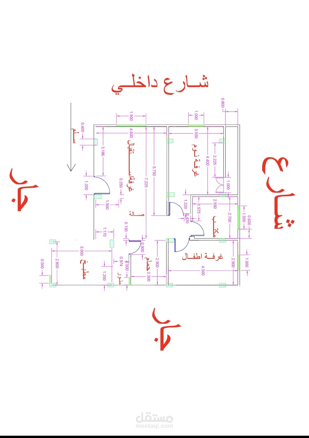 تصميم 2d للشقق مع توصيات هندسيه