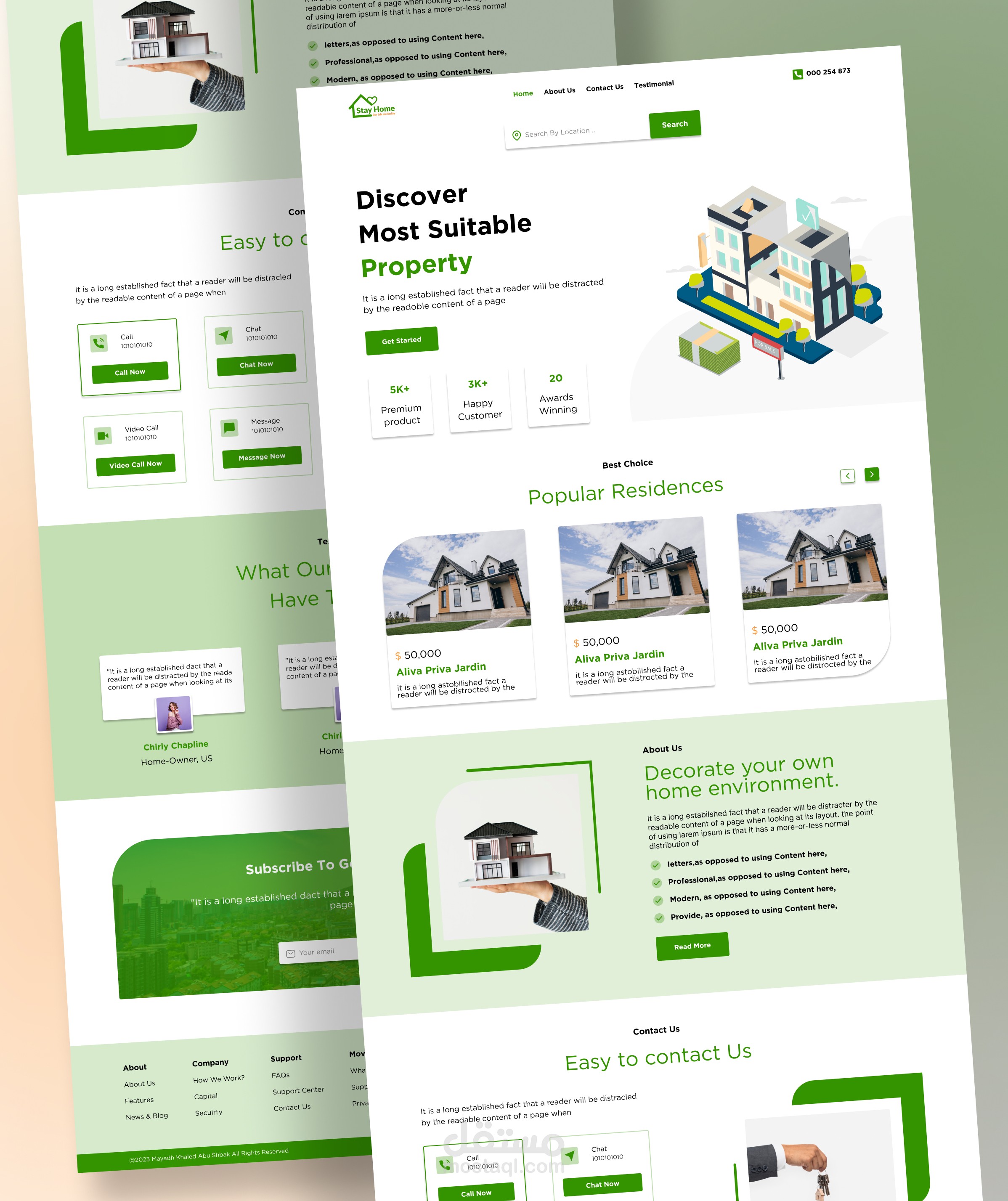 صفحة هبوط لموقع عقارات Lading Page