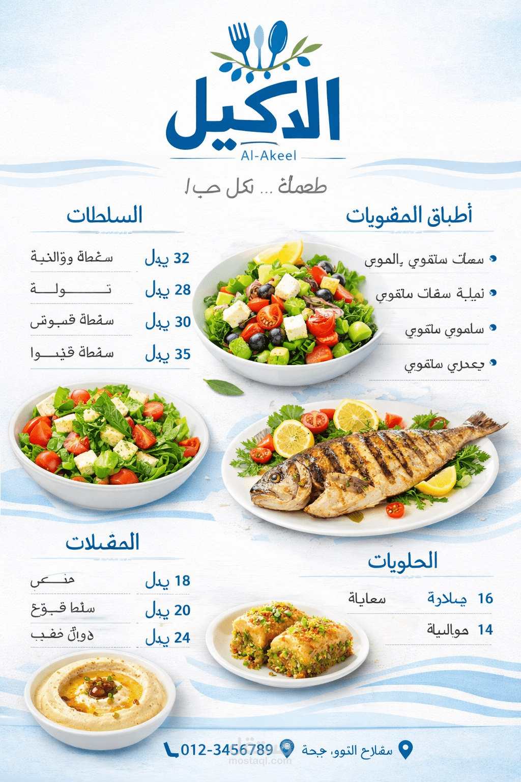 تصميم منيو مطعم اكل