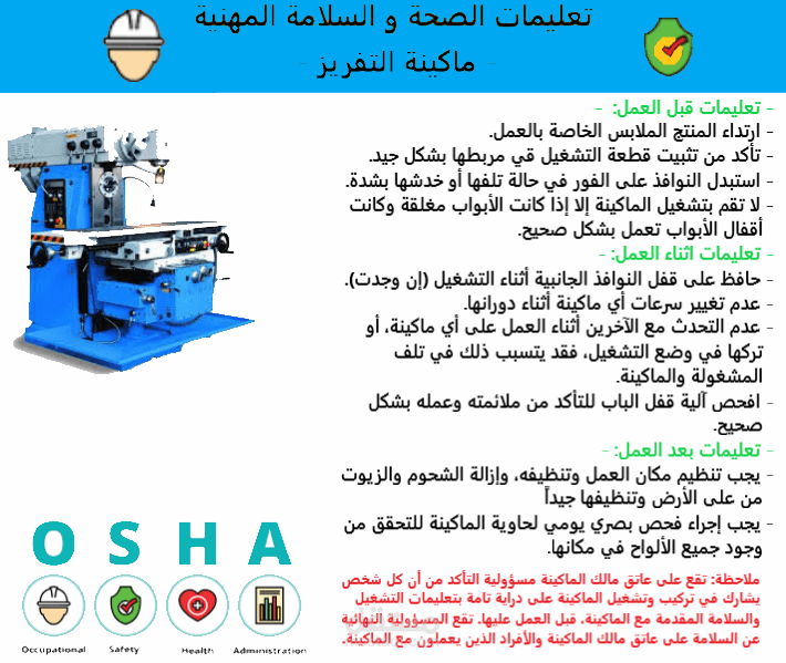 عمل لوحات صحة و سلامة مهنية لأحدي الورش الهندسية