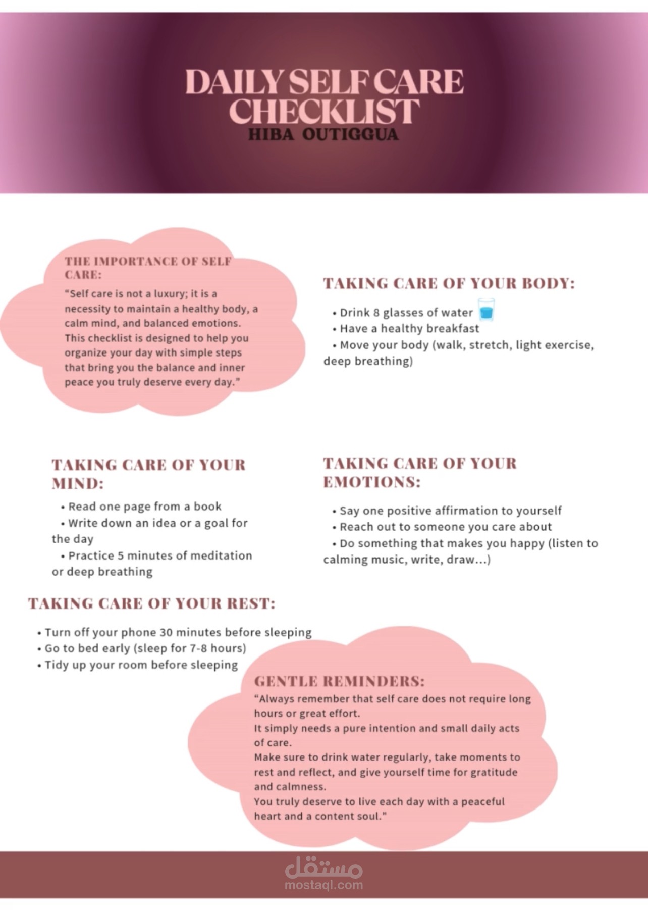 “My Daily Self Care Routine”