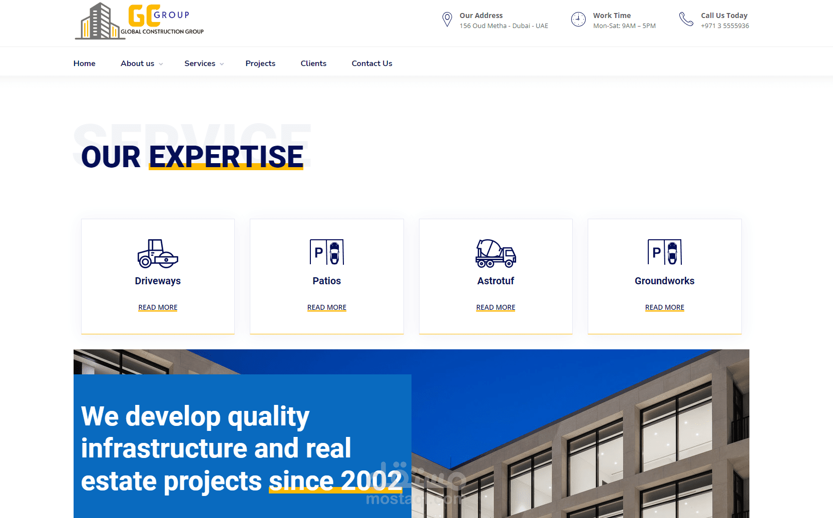 موقع ووردبريس لشركة مقاولات وانشاءات GC-Group