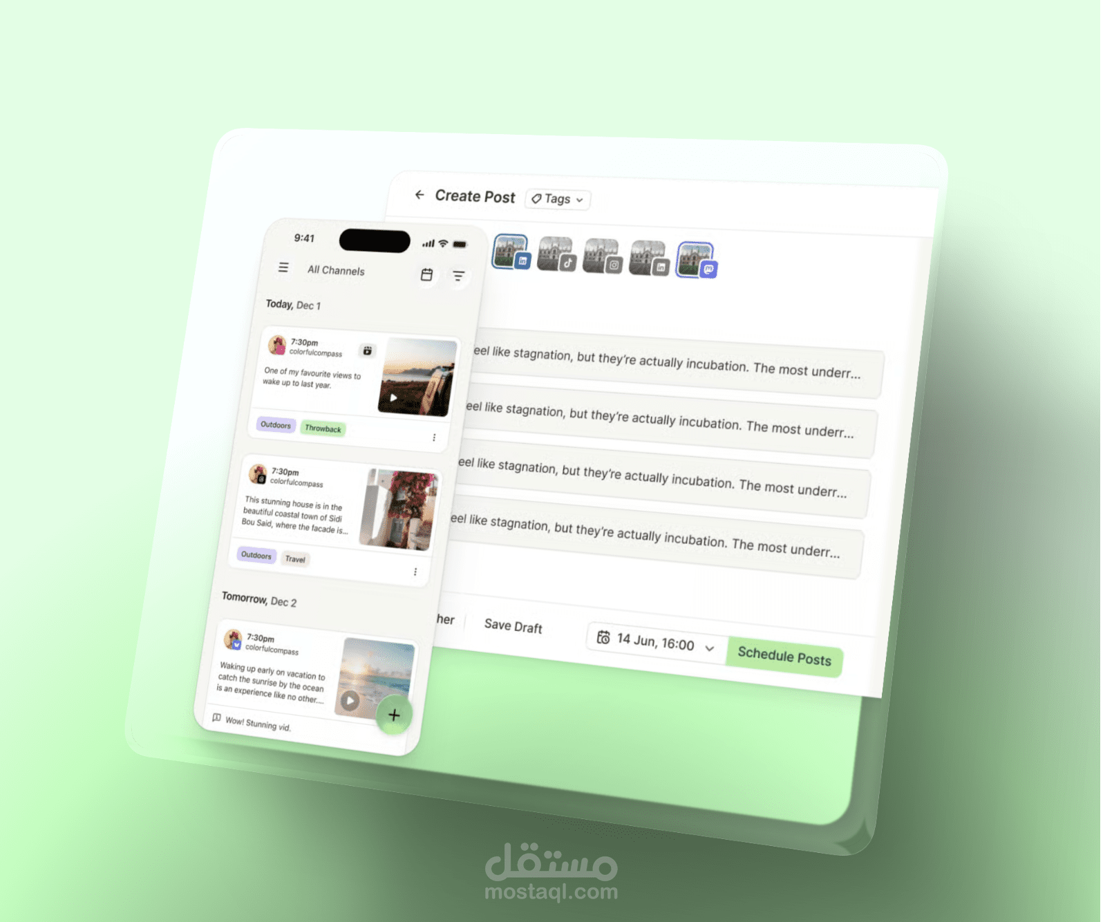 تطبيق متكامل لجدولة وإدارة حسابات التواصل الاجتماعي (Social Media Scheduler)