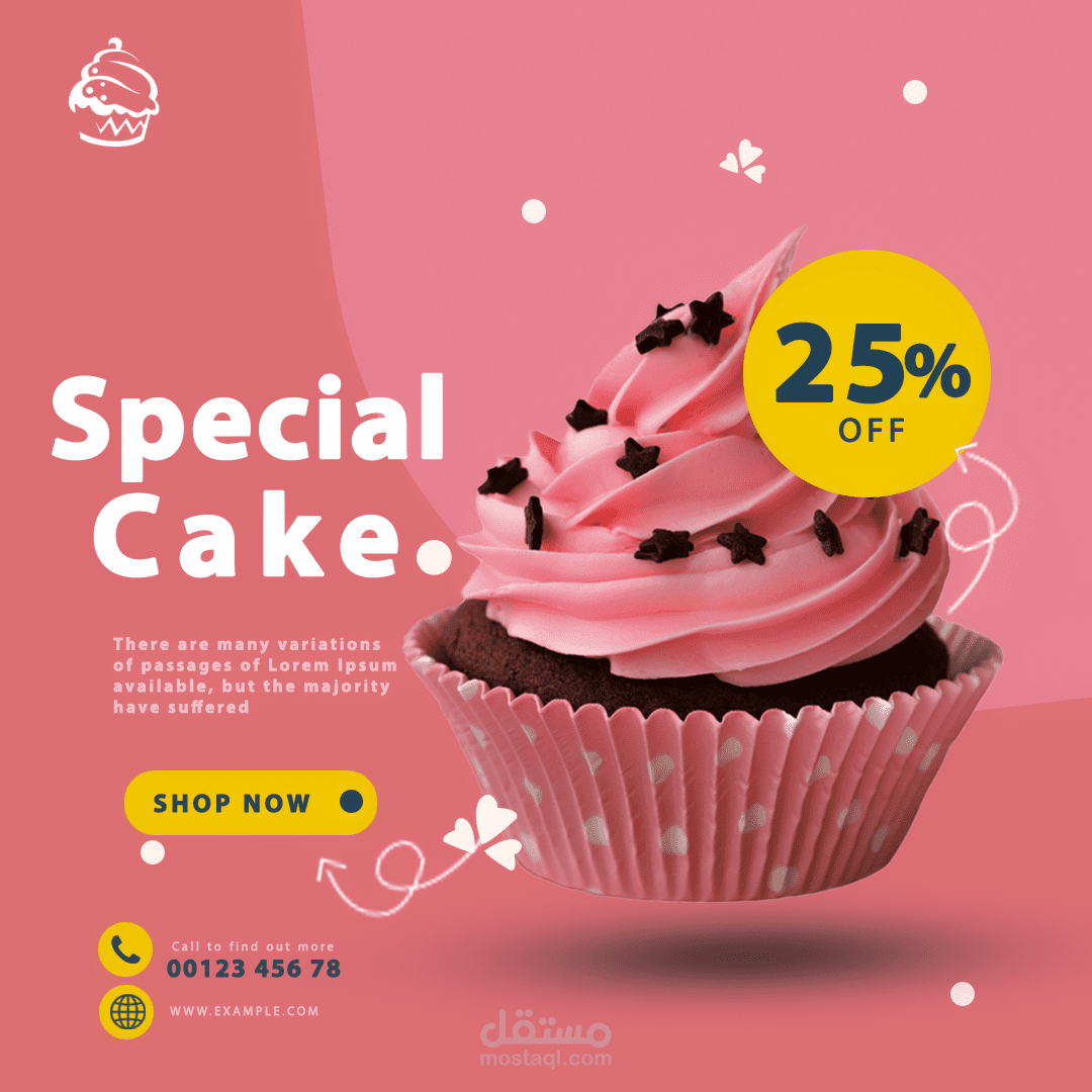 تصميم اعلان مطعم حلويات