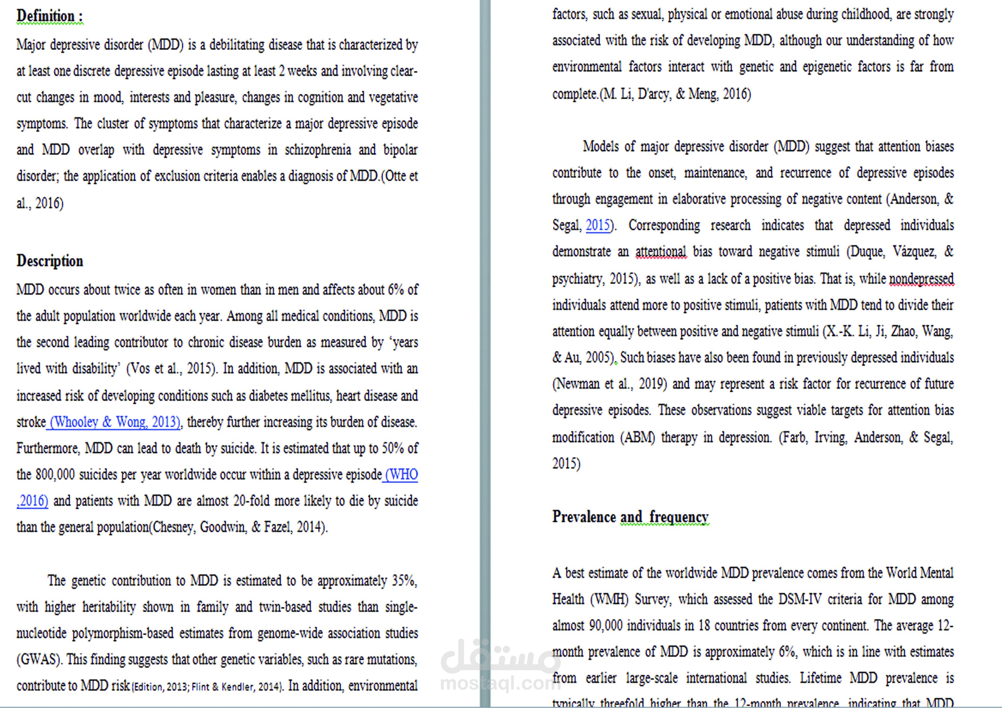 Major depressive disorder Review Article