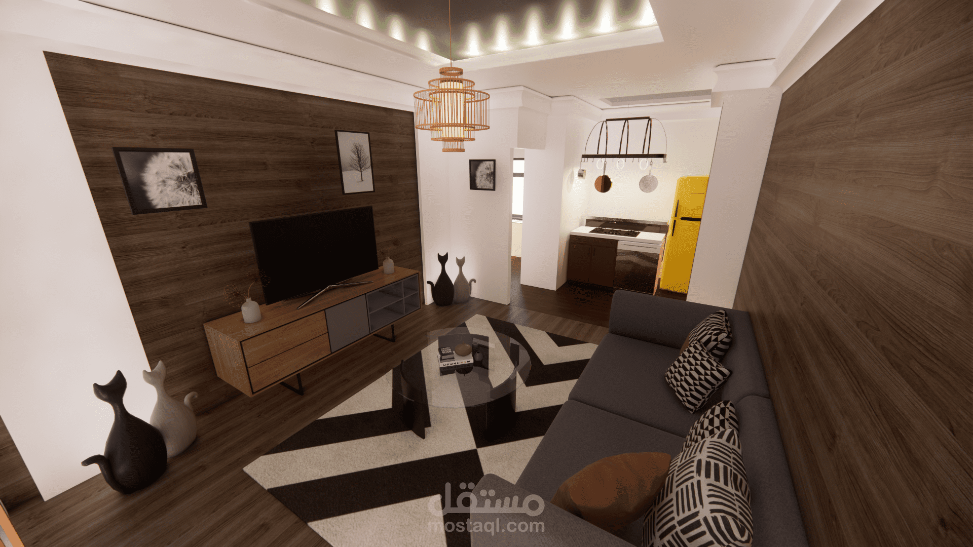 تصميم داخلي لصالة تلفزيون