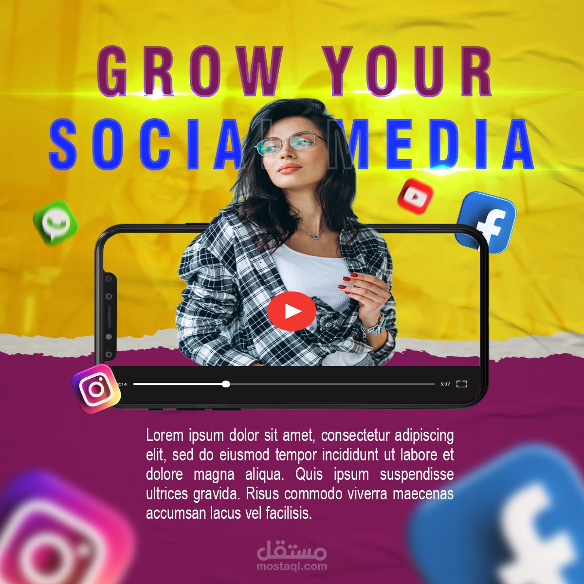 تصميم اعلانات سوشيال ميديا وشعارات مختلفة