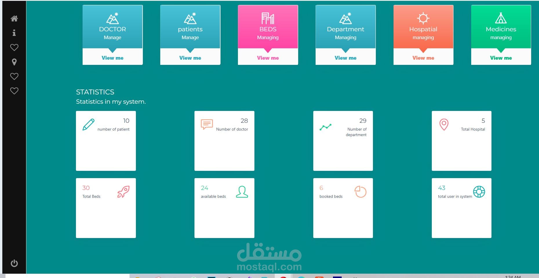 Dashboard for managing agroup of hospitals  and charity pharmacy