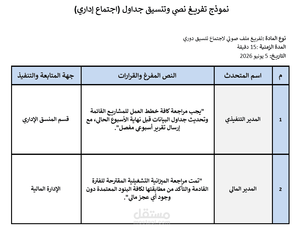 نموذج تفريغ نصي وتنسيق جداول بيانات بدقة عالية