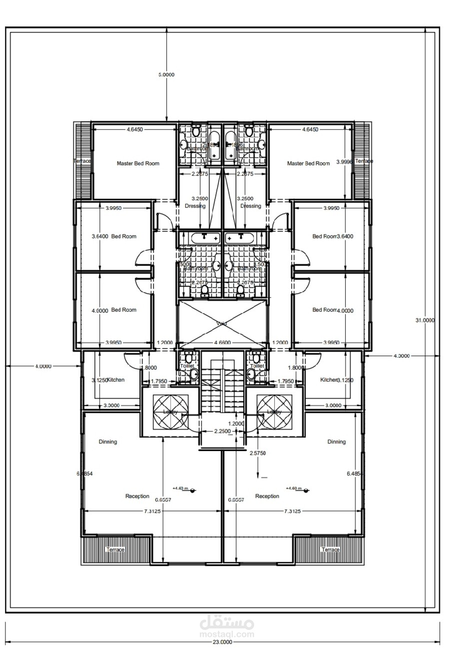 تصميم معماري وإنشائى لمبنى سكنى وحصر الكميات