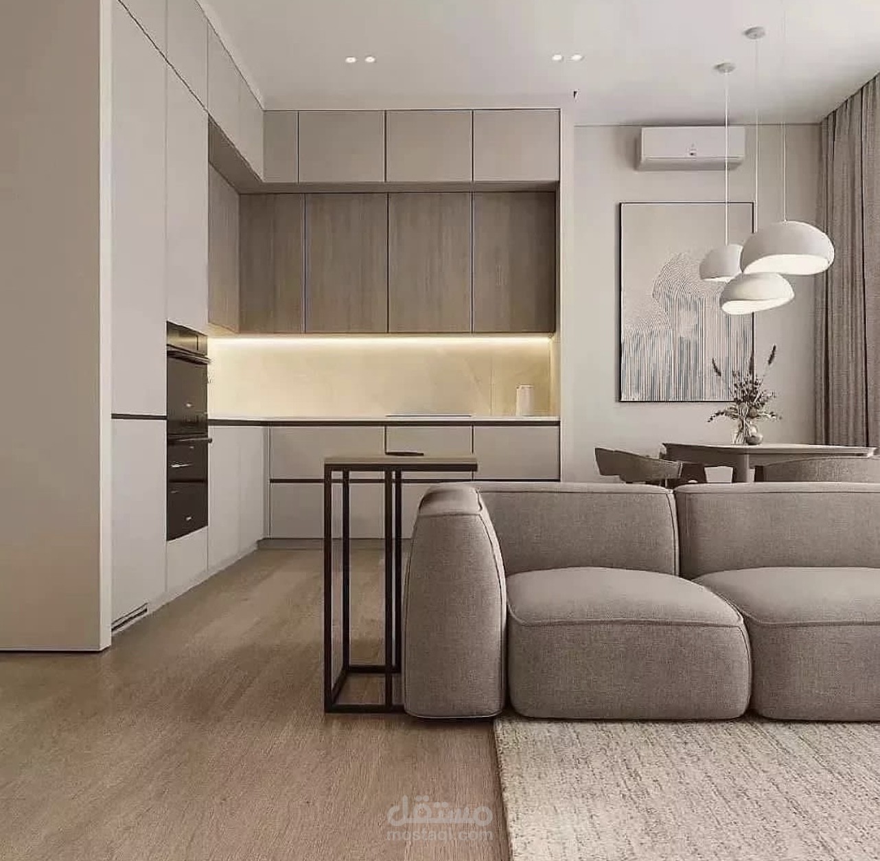 استديو مطبخ و غرفة معيشة مودرن modern studio